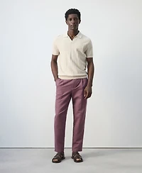 Mango Men's Slim-Fit Cropped Cotton-Linen Pants