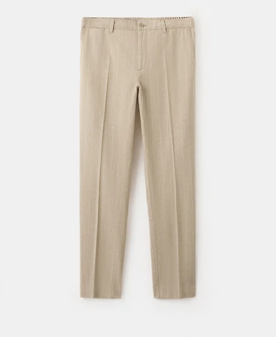 Mango Men's Slim-Fit Striped Linen-Cotton Pants