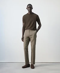 Mango Men's Regular-Fit Houndstooth Linen-Blend Pants