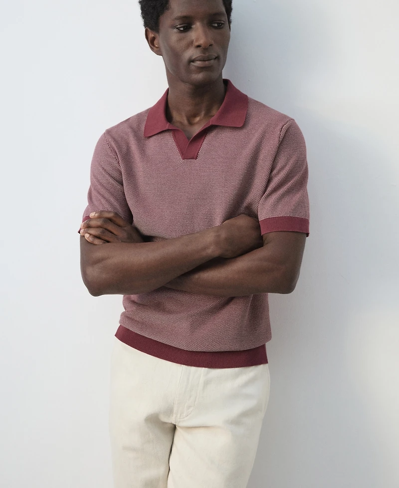 Mango Men's Combined Knit Polo Shirt