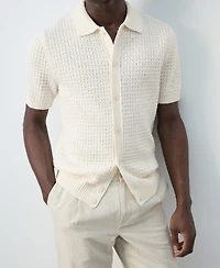 Mango Men's Openwork Knitted Shirt