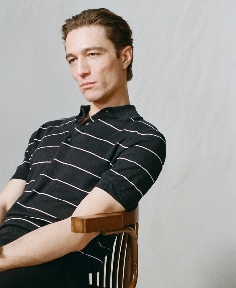 Mango Men's Striped Linen-Blend Polo Shirt