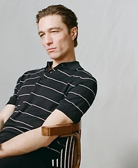 Mango Men's Striped Linen-Blend Polo Shirt