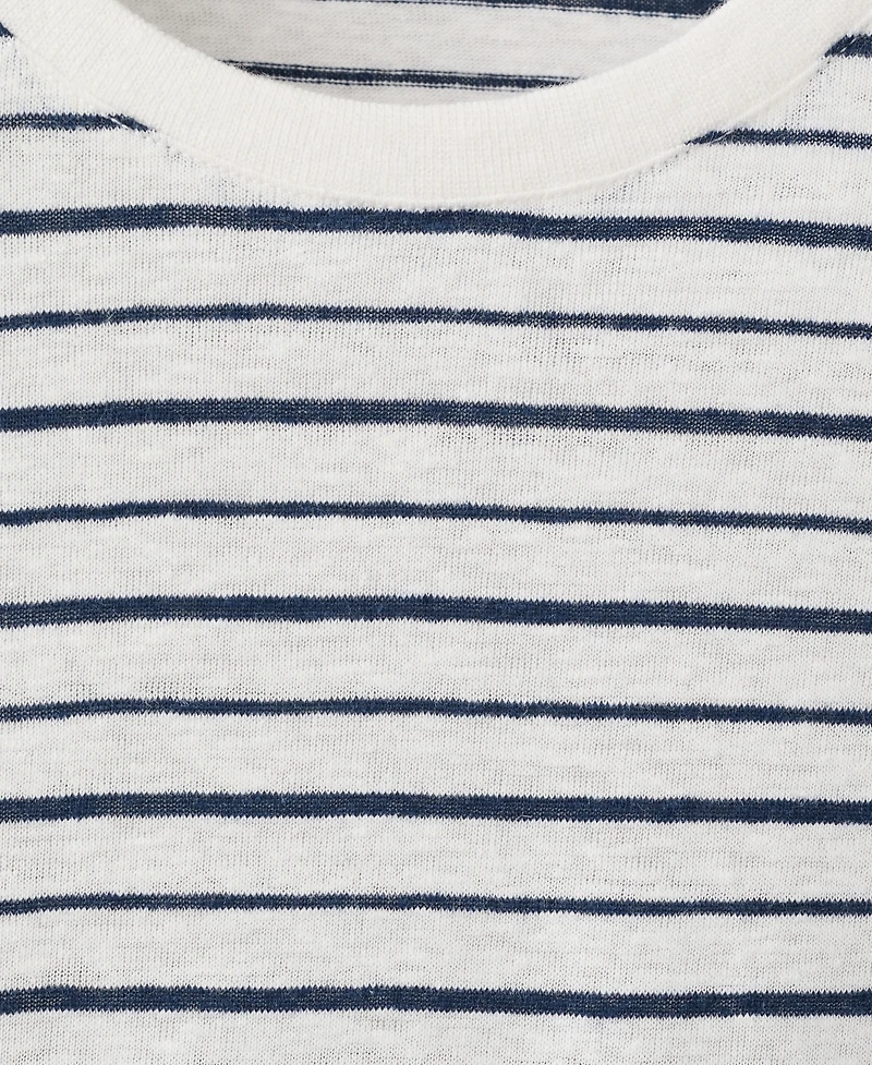Mango Men's Striped Slim-Fit Linen T-Shirt