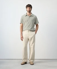 Mango Men's Regular-Fit Textured Striped Polo