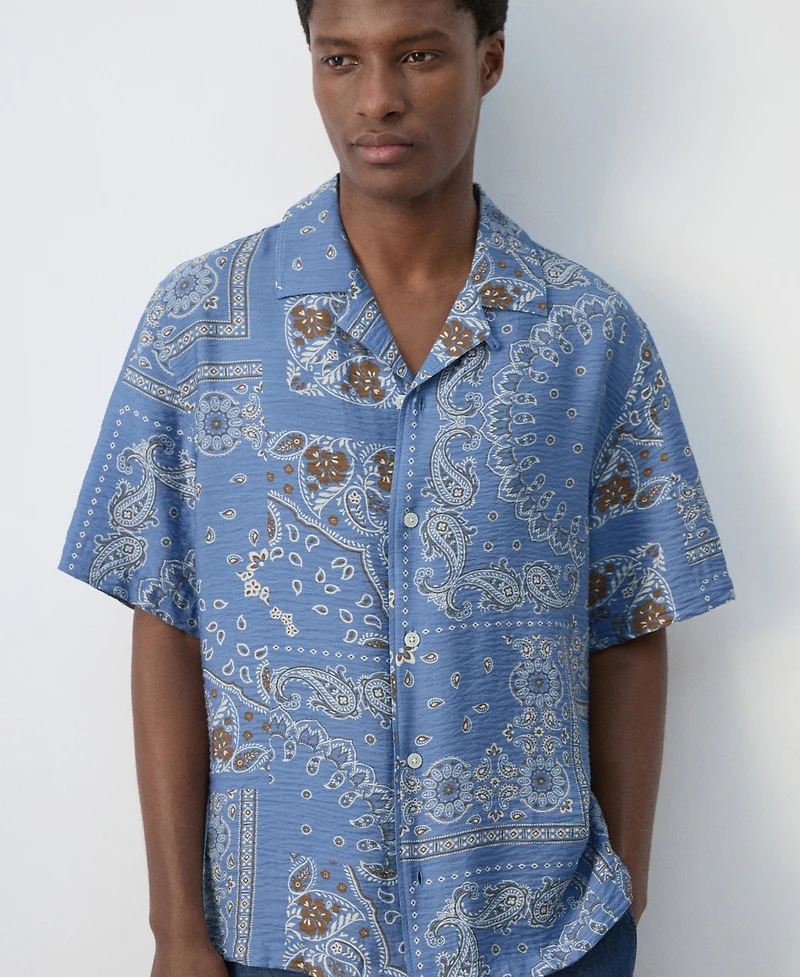 Mango Men's Printed Short-Sleeved Shirt
