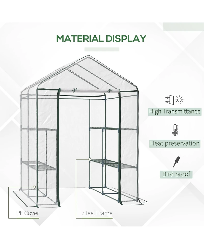 Outsunny 56" x 56" x 77" Outdoor Walk-In house with 3 Shelves,
