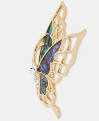 Anne Klein Gold-Tone Boxed Abalone Flying Butterfly Pin