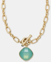 Anne Klein Gold-Tone Pacific Stone Pendant Necklace