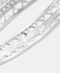 Anne Klein Silver-Tone Boxed Crystal Mesh Stone Open Hinge Bracelet