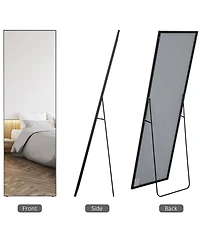 Homcom 62.5" Wall Hanging Full Length Mirror, Sding Bathroom Mirror