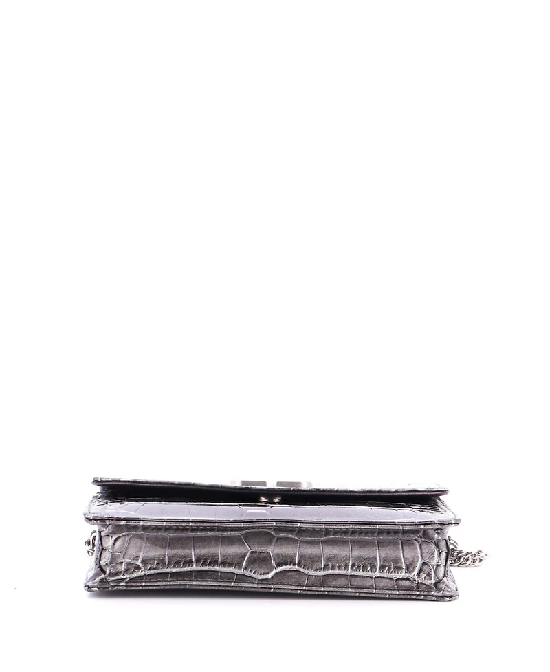 Pre-Owned Balenciaga Small Bb Chain Round Shoulder Bag Embossed Leather