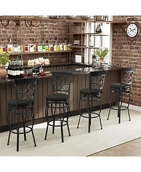 Costway Set of 4 Vintage Swivel Bar Stools 30'' Bistro Upholstered Dining Chairs