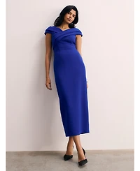 The Fold Women's Bodycon Short Sleeve V-Neck Midi Dress