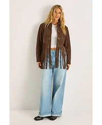 Nasty Gal Women's Real Suede Fringe Jacket