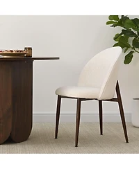 Maison Boucle Modern Fabric Dining Side Chairs Set of 2, Walnut Metal Legs, Armless