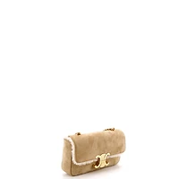 Pre-Owned Celine Small Triomphe Chain Shoulder Bag Suede with Shearling