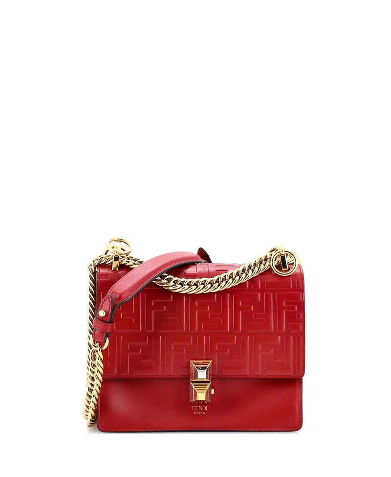 Pre-Owned Fendi Small Kan I Bag Zucca Embossed Leather