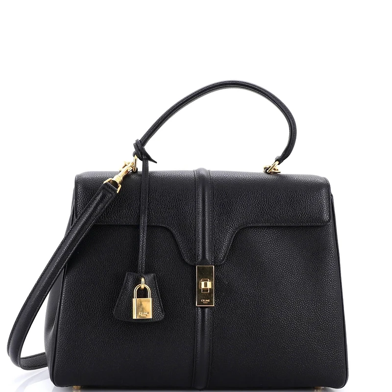 Pre-Owned Celine Medium 16 Top Handle Bag Grained Calfskin