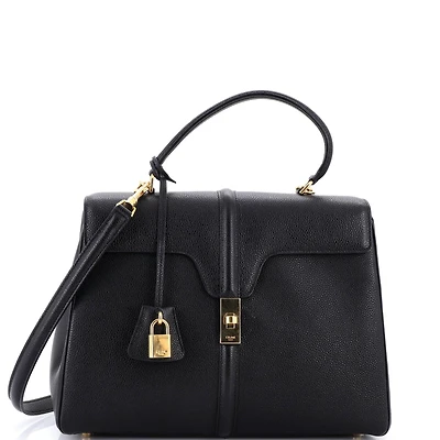 Pre-Owned Celine Medium 16 Top Handle Bag Grained Calfskin