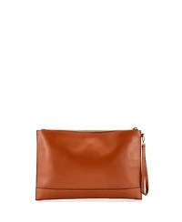 Pre-Owned Fendi Large Logo Flat Wristlet Pouch Embossed Leather