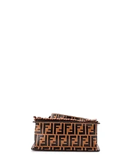 Pre-Owned Fendi Medium Kan I F Shoulder Bag Whipstitch Zucca Embossed Leather