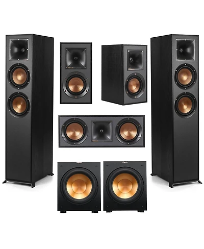 Klipsch Reference 5.2 Home Theater Pack with 2x R-620 Floorstanding Speaker, 2x R-12 Subwoofer, R-52 Center Channel Speaker and 2x R-41Bookshelf