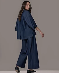 Donna Karan Weekend Women's Bali Dolman Denim Button-Down Cotton Shirt