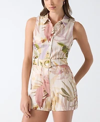 Guess Women's Jamie Printed Sleeveless Collared Romper
