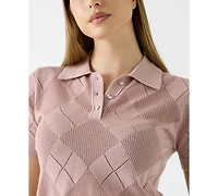 Guess Women's Short-Sleeve Melody Polo Sweater