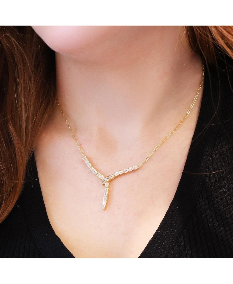 The Lovery Cz Snake Lariat Necklace 14K Gold-Plated Sterling Silver