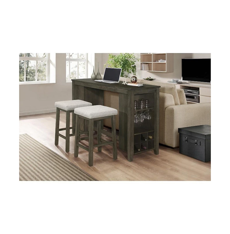 New Classic Furniture Churon Solid Wood Gathering Bar Table and 2 Stools