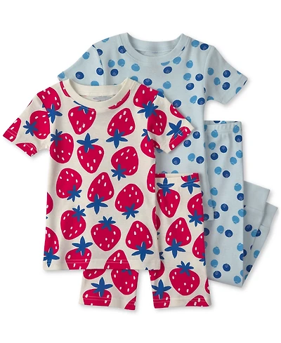 Carter's Toddler Girls' 2T-5T Berries Short-Sleeve Tops, Shorts and Pants Sleep & Play, 4-Piece Set