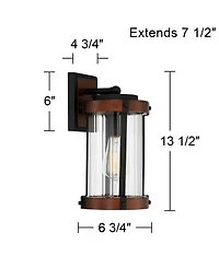 John Timberland Stan Industrial Outdoor Wall Light Fixtures Set of 2 Dark Wood Black Metal 13 Clear Glass for Post Exterior Barn