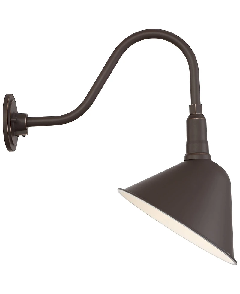 Franklin Iron Works Neihart Rustic Farmhouse Outdoor Wall Light Fixtures Set of 2 Gooseneck Arm Downlight 18 for Post Exterior
