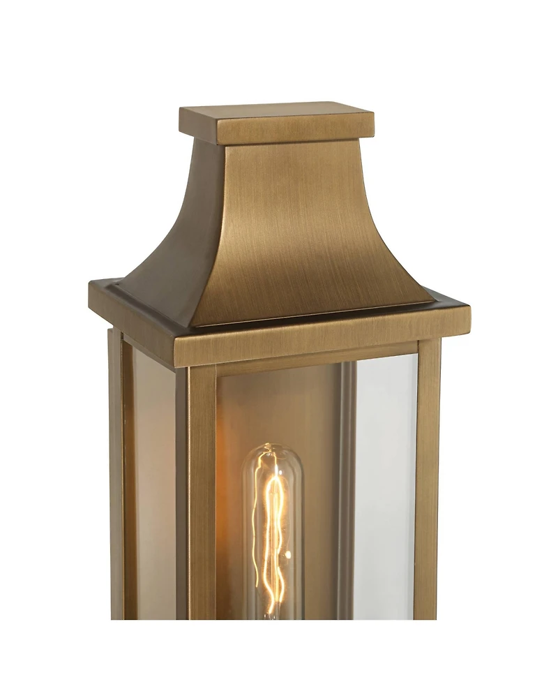 Franklin Iron Works Andres High Aged Brass Pocket Lantern Outdoor Wall Light