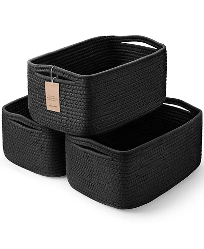 Gnuadz 3Piece Woven Rope Storage Baskets with Handles Gift Basket