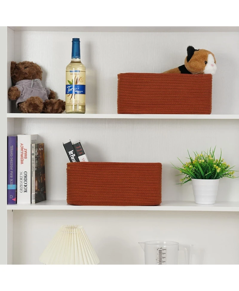 Gnuadz 3Piece Woven Rope Storage Baskets with Handles Gift Basket