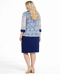 R & M Richards Plus Scoop Neck Dress Jacket, 2-Piece Set