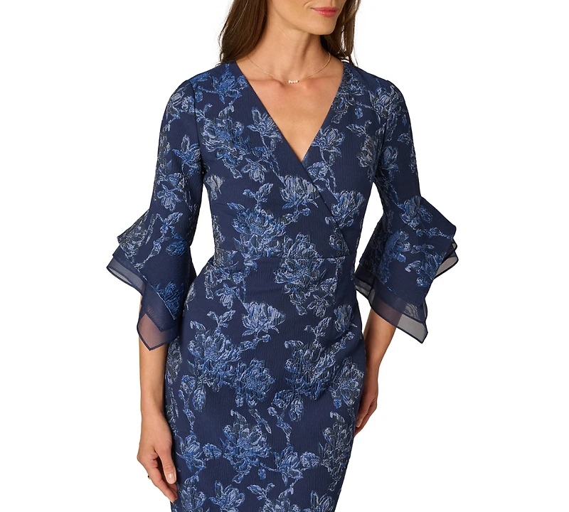 Adrianna Papell Petite V-Neck Combo Dress