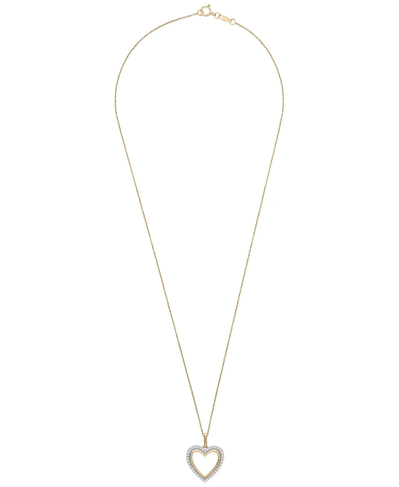 Macy's Diamond Heart Pendant Necklace (1/4 ct. t.w.) in 10k Yellow Gold