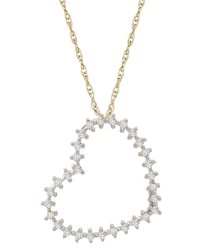 Macy's Diamond Heart Pendant Necklace (1/6 ct. t.w.) in 10k Yellow Gold