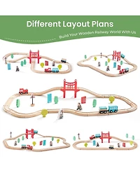 Tiny Land Wooden Train Set for Children 39 Pcs