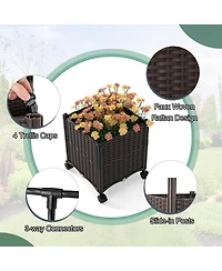 Gouun 6.6 feet Garden Arch Trellis with Planter Boxes and Lockable Wheels