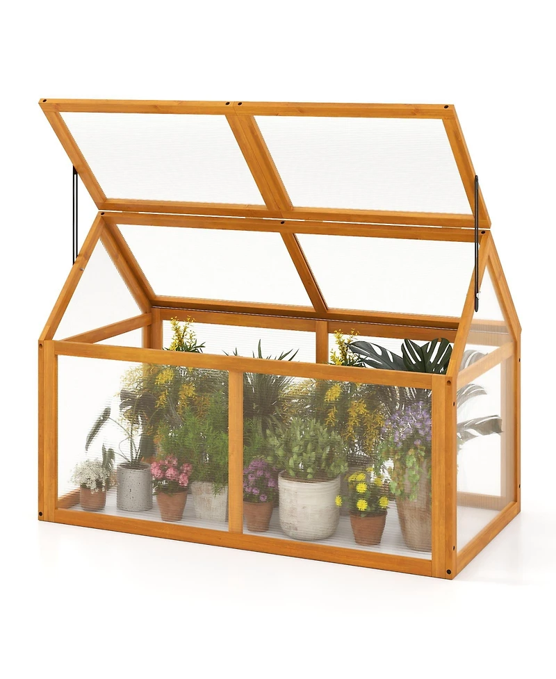 Gouun 40 x 21 x 28 inch Fir Wood Cold Frame with Adjustable Roof