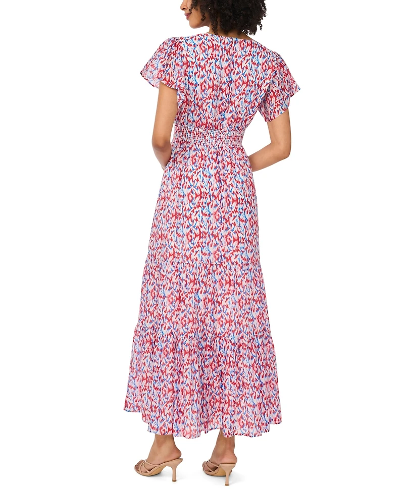 Vince Camuto Women's Flutter-Sleeve Smocked Waist Maxi Dress