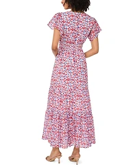 Vince Camuto Women's Flutter-Sleeve Smocked Waist Maxi Dress