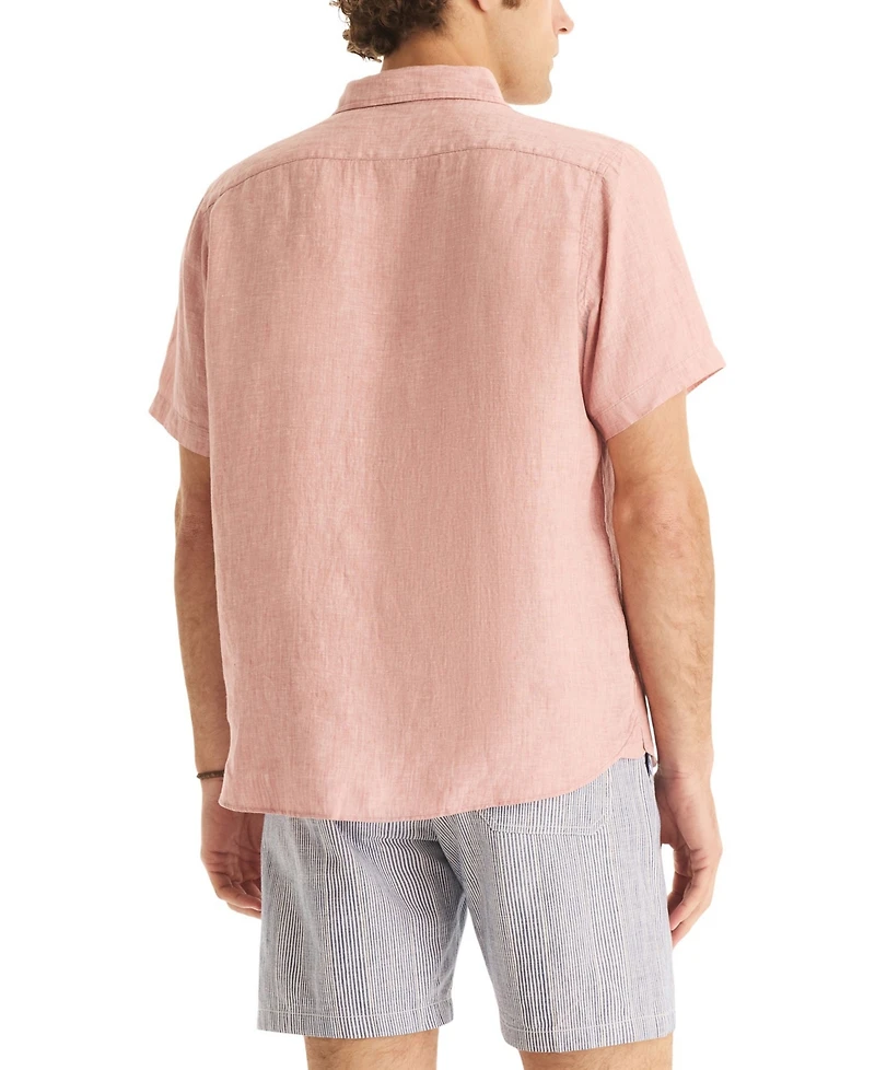 Nautica Men's Classic-Fit Solid Linen Short-Sleeve Shirt
