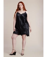 Eloquii Women's Satin Lace Trim Short