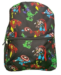 Marvel Avengers All Over Print Black 16" Nylon School Backpack for Boys, with a front Pocket